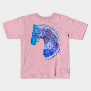 Skydancer Rider Blue Stallion Horse Silhouette Design Kids T-Shirt